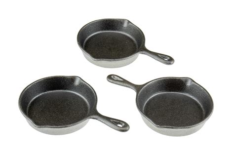 Heavy Duty Pre Seasoned Mini Cast Iron Skillet Set Of 3 Oven Safe