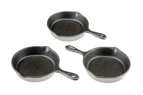 Heavy Duty Pre Seasoned Mini Cast Iron Skillet Set of 3, Oven Safe Cooker, Black Mini Skillet ...