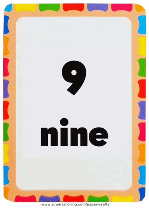 Flashcard with Number Nine Printable Template | Free Printable Papercraft Templates