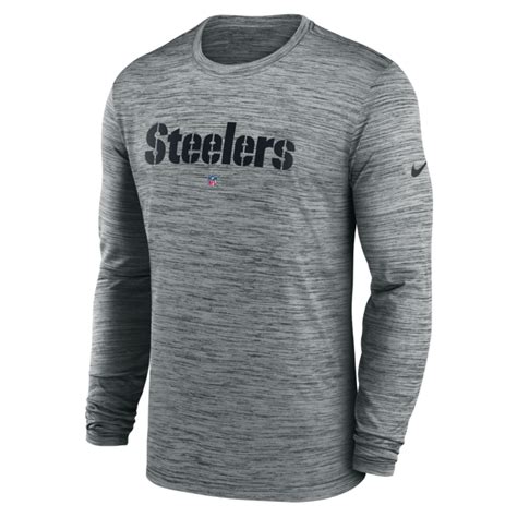 Pittsburgh Steelers Men S Nike Dri Fit Team Velocity Sideline Long Sleeve Grey T Shirt