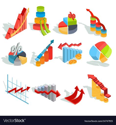 Set of isometric infographic graphics Royalty Free Vector