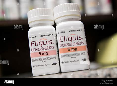 Bottles Of Eliquis Apixaban Prescription Pharmaceuticals Photographed