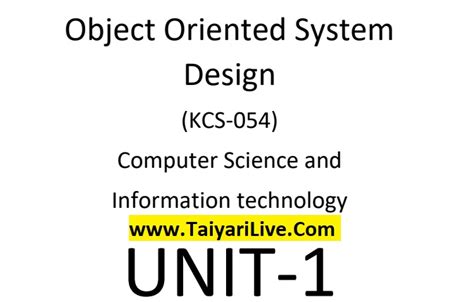 Object Oriented System Design Aktu Notes Unit For Computer Science