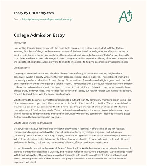 College Admission Essay Phdessay