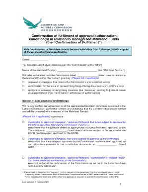 Fillable Online Confirmation Of Fulfilment Of Approval Authorization