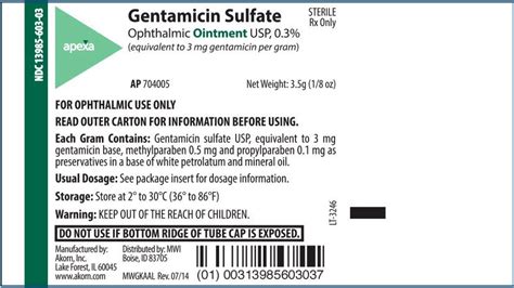 Gentamicin Ophthalmic Ointment Fda Prescribing Information Side