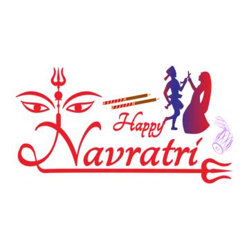 Happy Navratri Vector Hd Images Greeting Text Transparent Durga Puja