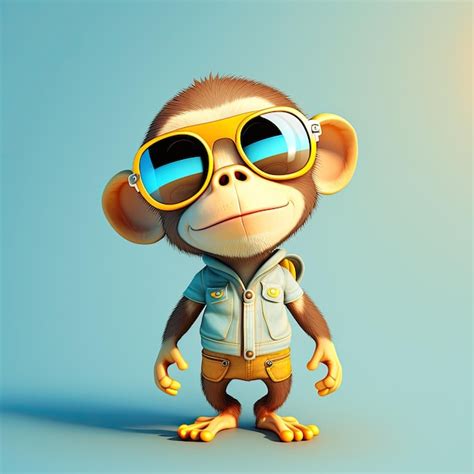 Premium Photo Funny Monkey Wearing Sunglasses On A Colorful