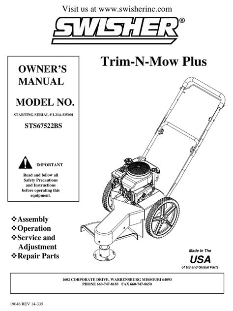 Swisher Trim N Mow Plus Owner S Manual Pdf Download Manualslib