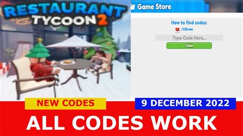 New Codes Work Restaurant Tycoon 2 Roblox December 9 2022 Youtube