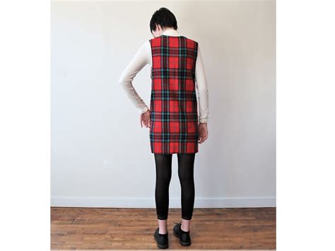 Vintage 60s Plaid Jumper Dress Handmade Wool Lined Etsy