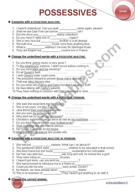 Possessives Esl Worksheet By Pipof