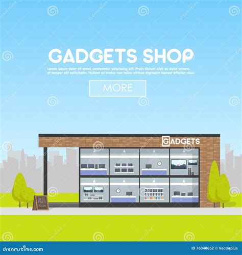 Facade Gadgets Shop in the Urban Space, the Sale of Computers, Laptops