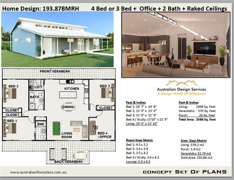 House Plans 4 Bedroom OR 3 Bed Office House Plan 4 Bed House Plans 1500 ...