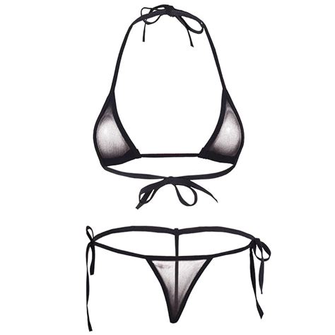 Buy Inlzdz Womens Sexy Tiny 2pcs Bikini Set Sheer Mesh See Through