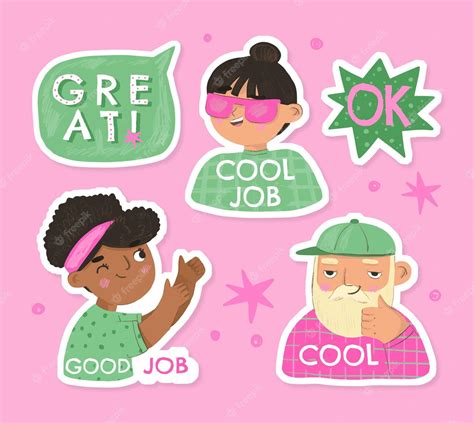 Premium Vector Hand Drawn Good Job Stickers Set