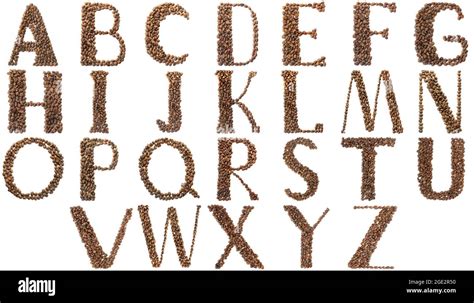 English Alphabet Alphabet With Coffee Beans On A White Background