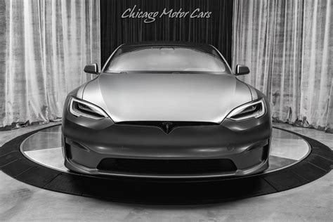 Used 2021 Tesla Model S Plaid Sedan Autopilot Matte Gray Wrap Vossen