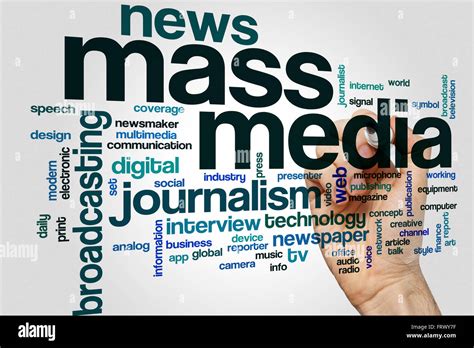 Mass Media Word Cloud Concept With Journalism News Related Tags Stock