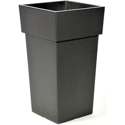 Pot de jardin carré haut Toscane EDA Anthracite 62 L Pré percé