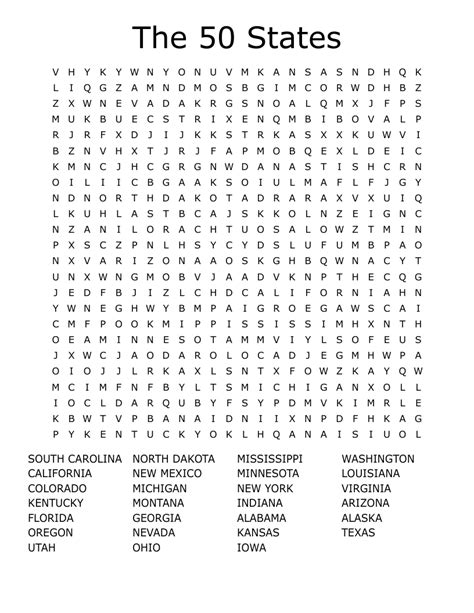 The States Word Search Wordmint