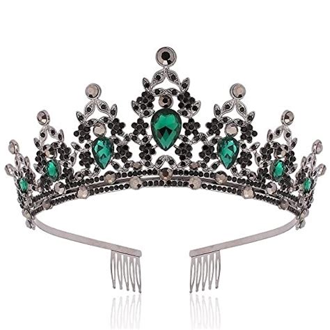 Tiara Preta Prateada Whavel Para Mulheres Tiaras De Cristal Verde