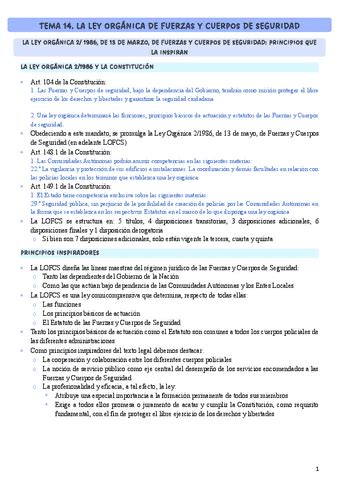 Tema La Ley Organica De Fuerzas Y Cuerpos De Seguridad Pdf