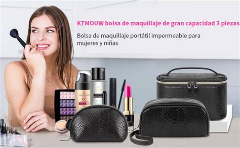 3Pcs Cosmetiqueras Bolsas Para Maquillaje De Viaje De Diferentes PU