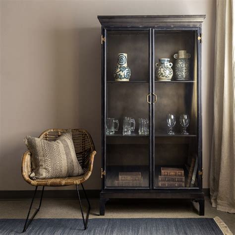 Ashton Metal Display Cabinet Large Rustic Metal And Glass Cabinet