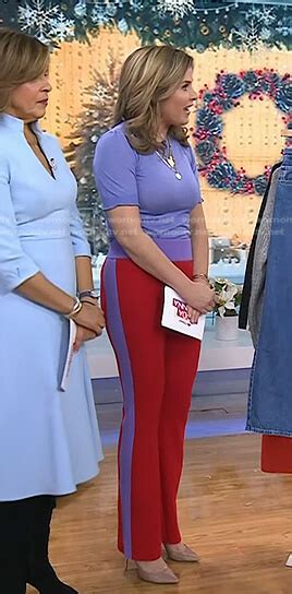 Wornontv Jennas Red And Lilac Flare Pants On Today Jenna Bush Hager Clothes And Wardrobe