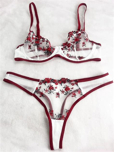 Lingerie Sexy Floral Embroidery Underwear Transparent Lace Short