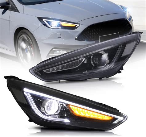 VLAND LED Dual Beam Projector Headlights Compatible For Ford Focus ST