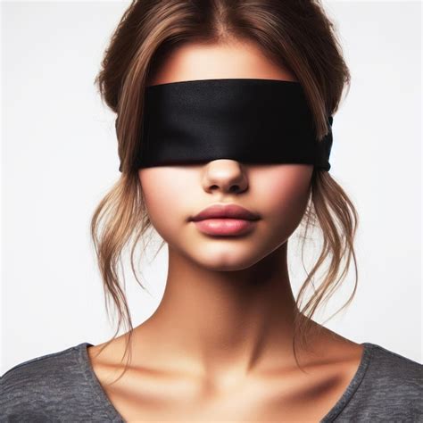 Premium Photo Person Wearing Black Blindfold On A White Background