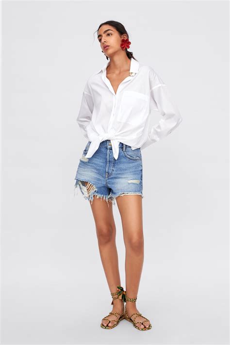 Zara Ripped Denim Shorts