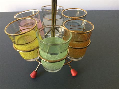 Fabulous Vintage Retro Set Of Six Colourful Shot Glasses With Etsy