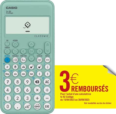 Casio Calculatrice Scolaire FX 92 collège classwiz Engineering