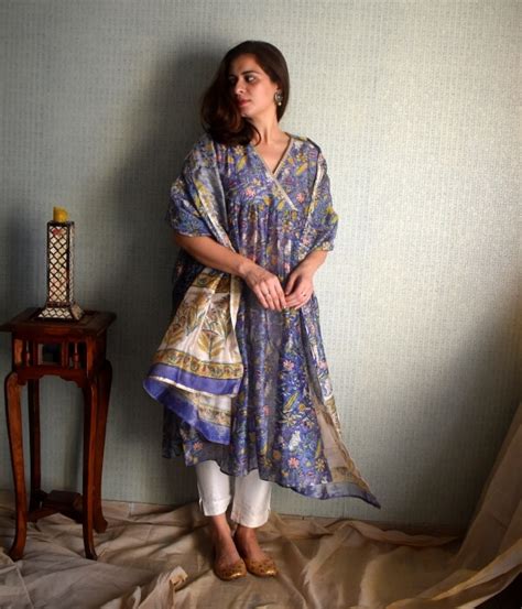 Blue Phool Buta Block Print Kurta Set Rashi Kapoor Label