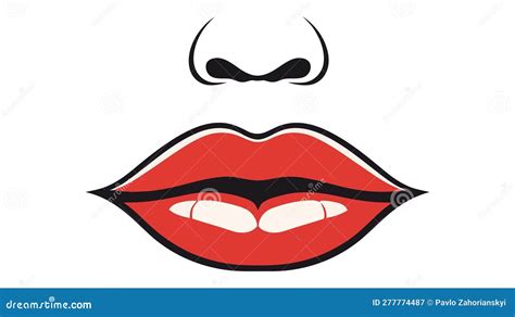 Red Female Lips Isolated on a White Background. Vector Illustration ...