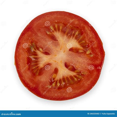 Fatia De Tomate Fresco Vermelho Isolada Em Fundo Branco Foto De Stock