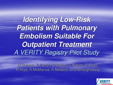 Identifying Low Risk Patients With Pulmonary Embolism Suitable For