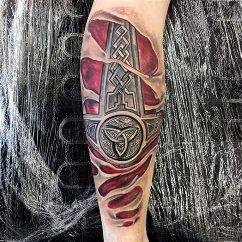 Mjolnir Tattoo Designs For Men Hammer Of Thor Ideas Mjolnir