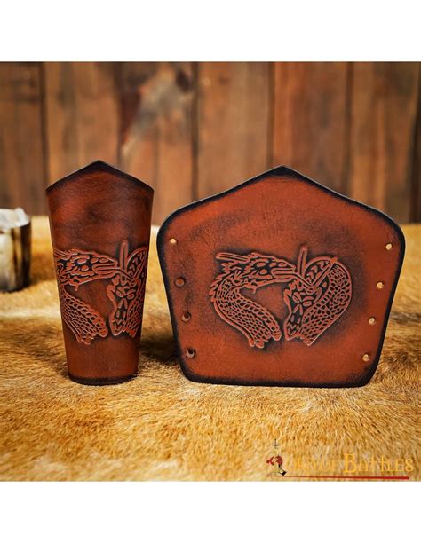 Brassards En Cuir Avec Motif De Dragon Viking Faits La Main