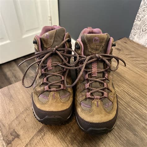 Merrell Women S Pink And Brown Boots Depop