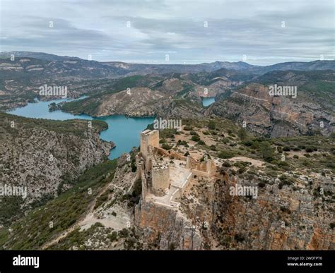 Aerial Panoramic View Of Chirel Castle Atop A Rocky Crag Jutting Out