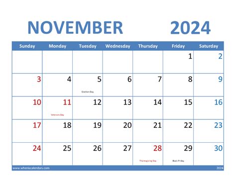 Printable November 2024 Calendar With Lines Monthly Calendar