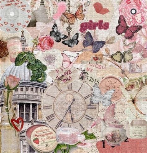 vintage collage pink beige background, vintage , collage , pink , beige , background - Free PNG ...