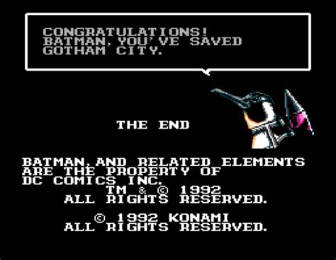 Batman Returns (NES)/Credits — StrategyWiki | Strategy guide and game ...