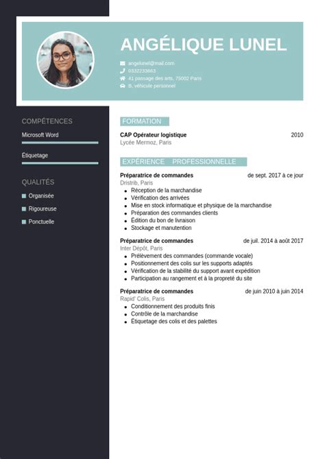 Exemple de CV pour un préparateur de commandes CV fr