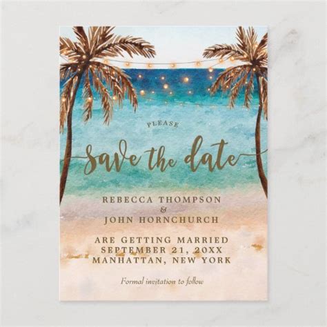 Boho Beach Wedding Save The Date Postcard