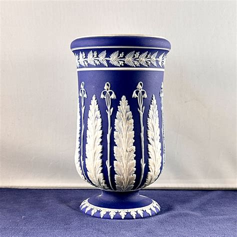 A Wedgwood Cobalt Jasperware Vase Chequers Antiques